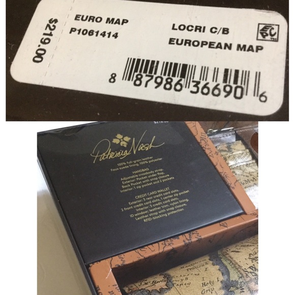 Patricia Nash LOCRI Map Print LEATHER crossbody / over shoulder purse & wallet - Picture 16 of 16